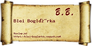 Blei Boglárka névjegykártya